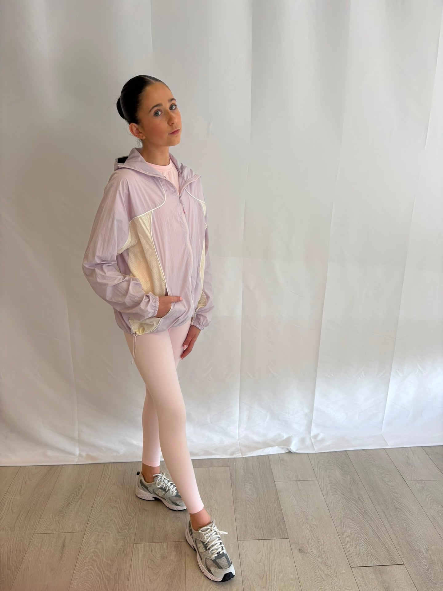 Lilac/cream Pilate long windbreaker