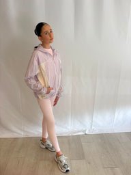 Lilac/cream Pilate long windbreaker
